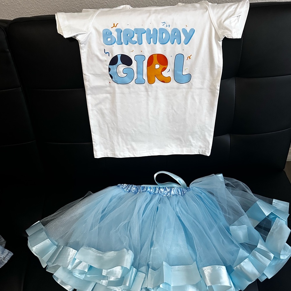 Birthday Girl T-Shirt and Blue Tutu Set